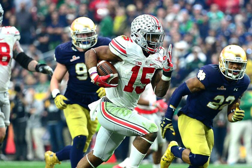 Elliott, who rushed for 3,699 yards and scored 41 rushing touchdowns in his two seasons as a starter for Ohio State, has elite balance and vision for the position. And his pass blocking is phenomenal. He’s a day one starter in the NFL.