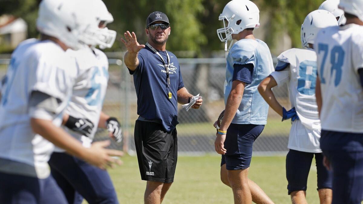 Offensive coordinator Kevin Hettig is the mastermind behind Corona del Mar High's explosive no-huddle, spread option offense. The Sea Kings averaged 44.2 points per game in 2017.