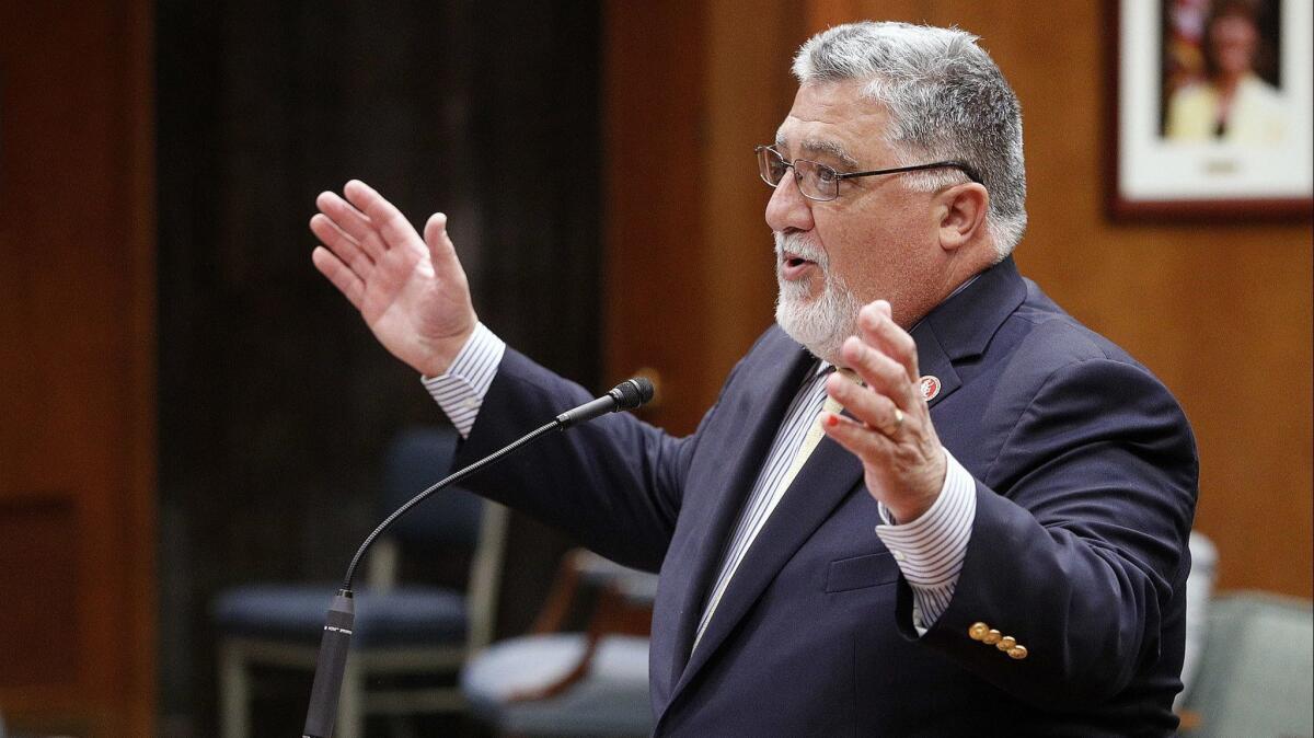 State Sen. Anthony Portantino (D-La Cañada Flintridge), shown here during a Burbank Unified school board meeting, saw his Senate Bill 328, which pushed back start times or middle and high schools, signed into law on Sunday.