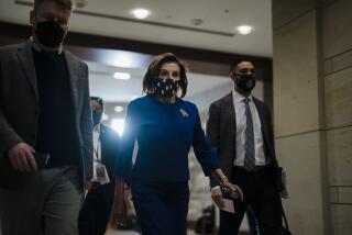 WASHINGTON, DC - FEBRUARY 28: Speaker of the House Nancy Pelosi (D-CA) arrives for a classified briefing on the situation in Ukraine on Monday, Feb. 28, 2022 in Washington, DC. (Kent Nishimura / Los Angeles Times)
