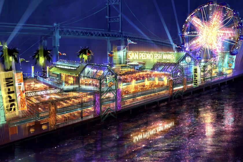 Preliminary rendering of the proposed new the San Pedro Fish Market restaurant on the waterfront in the Port of Los Angeles.