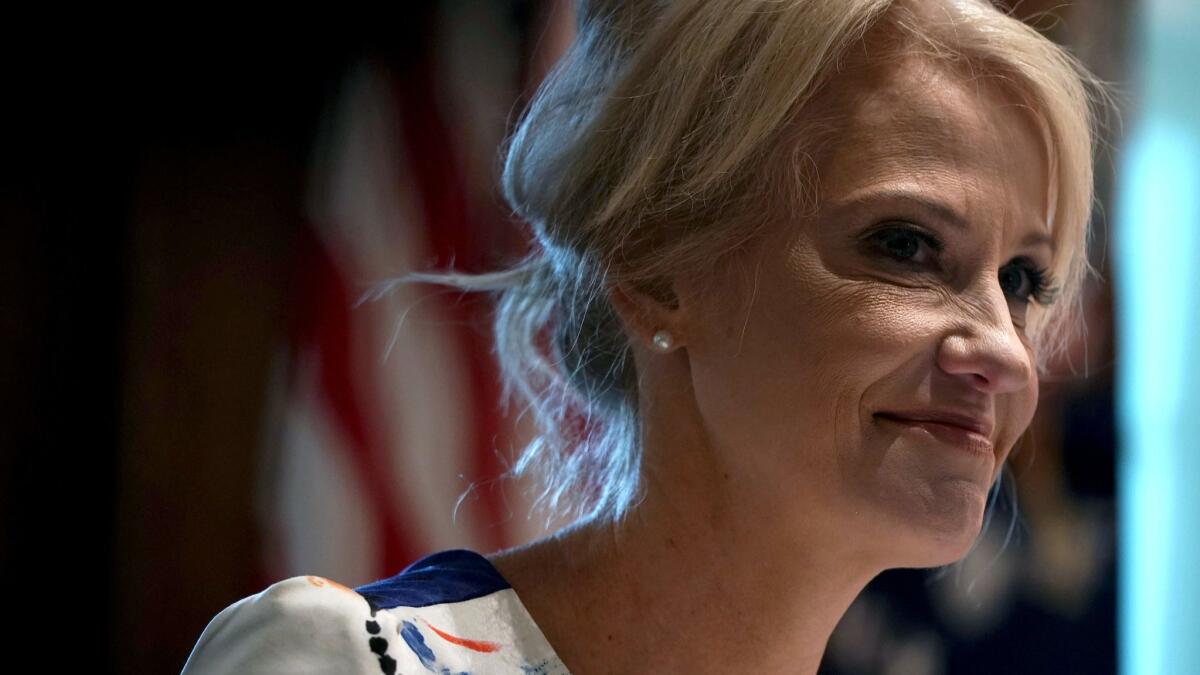 White House counselor Kellyanne Conway's job is safe, despite a recommendation she be removed that President Trump said was an attempt "to take away her right of free speech, and that's just not fair."