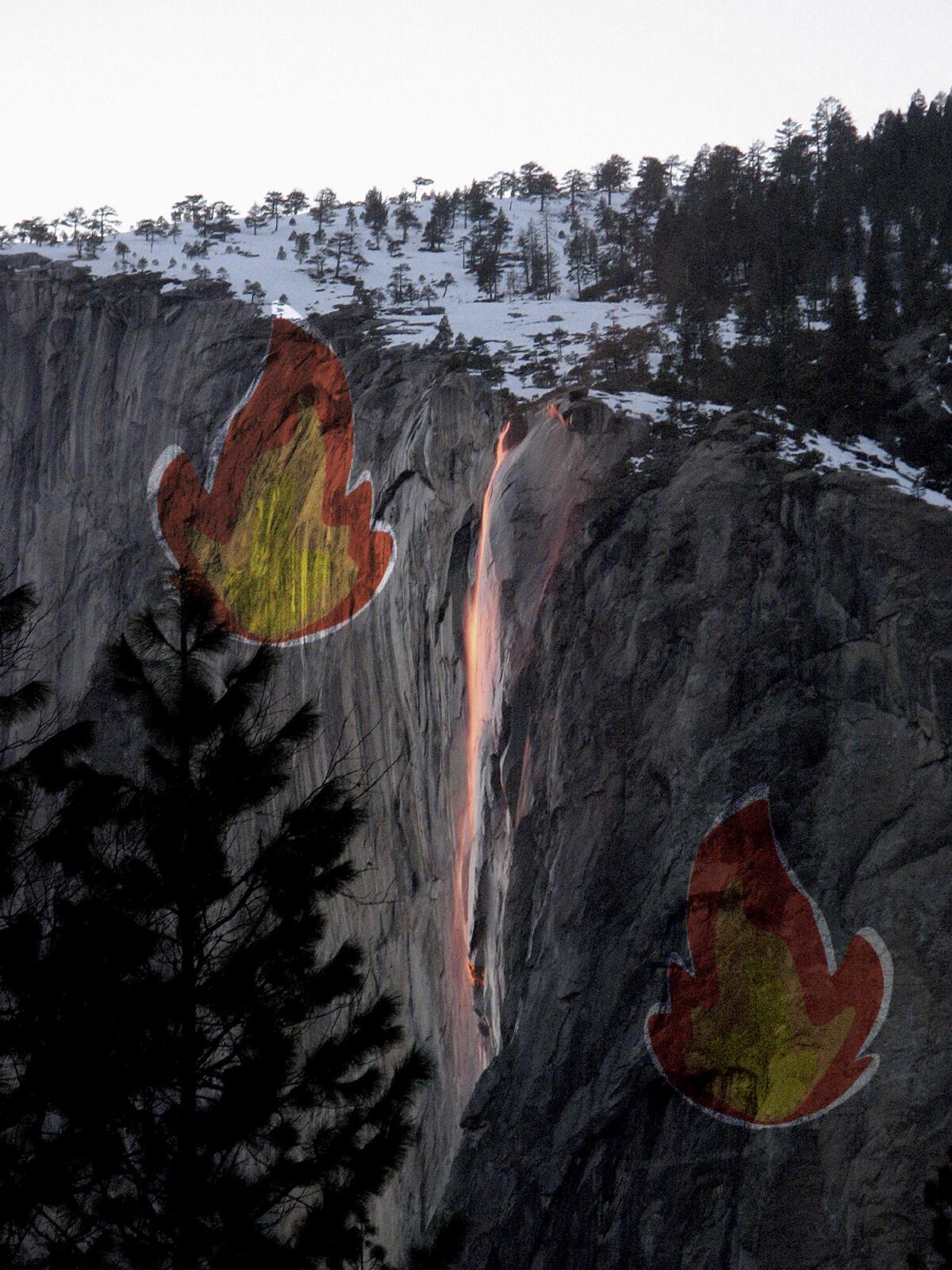 The natural firefall in Yosemite National Park.