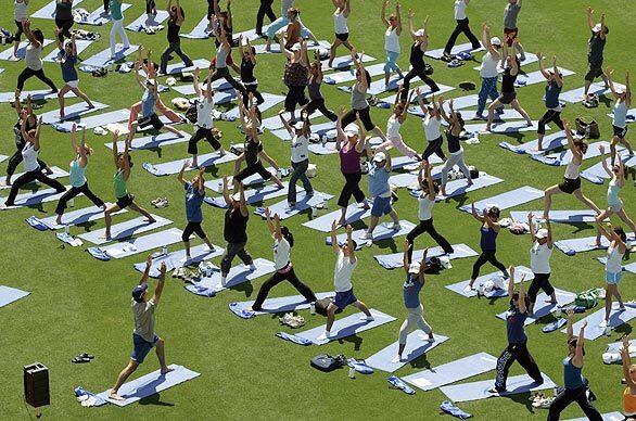 Yoga mats on the field