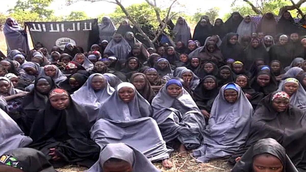 Nigerian schoolgirls abducted by the Islamist extremist group Boko Haram in 2014.