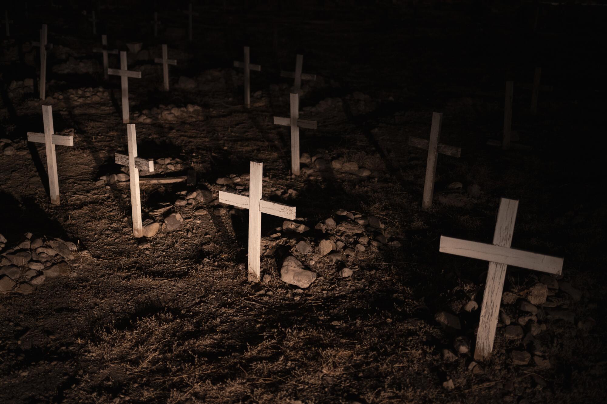 Unmarked graves at the Smeltertown Cemetery, half a mile from the Mexican border.