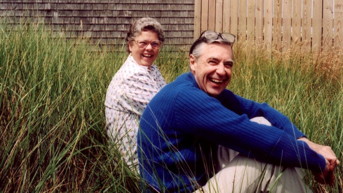 Joanne and Fred Rogers at their "Crooked House" in Nantucket.