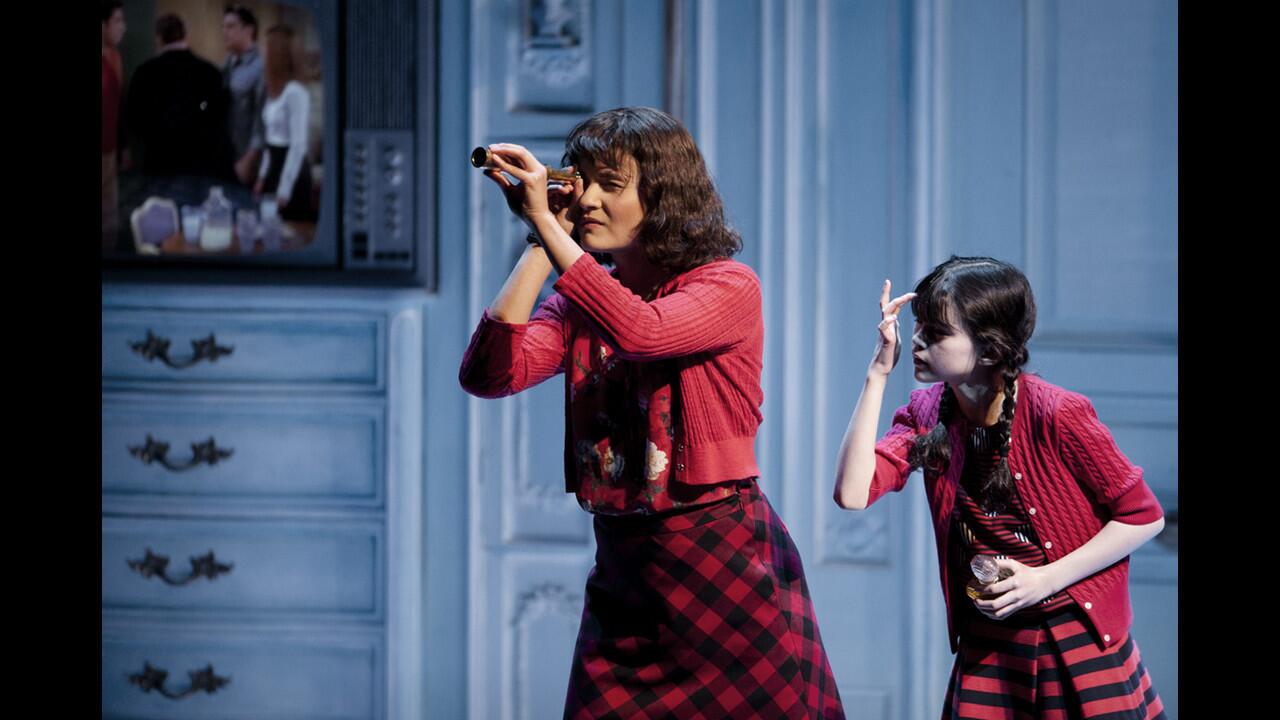 Phillipa Soo (Amelie) and Savvy Crawford (young Amelie) perform during dress rehearsal of "Amelie, a New Musical."