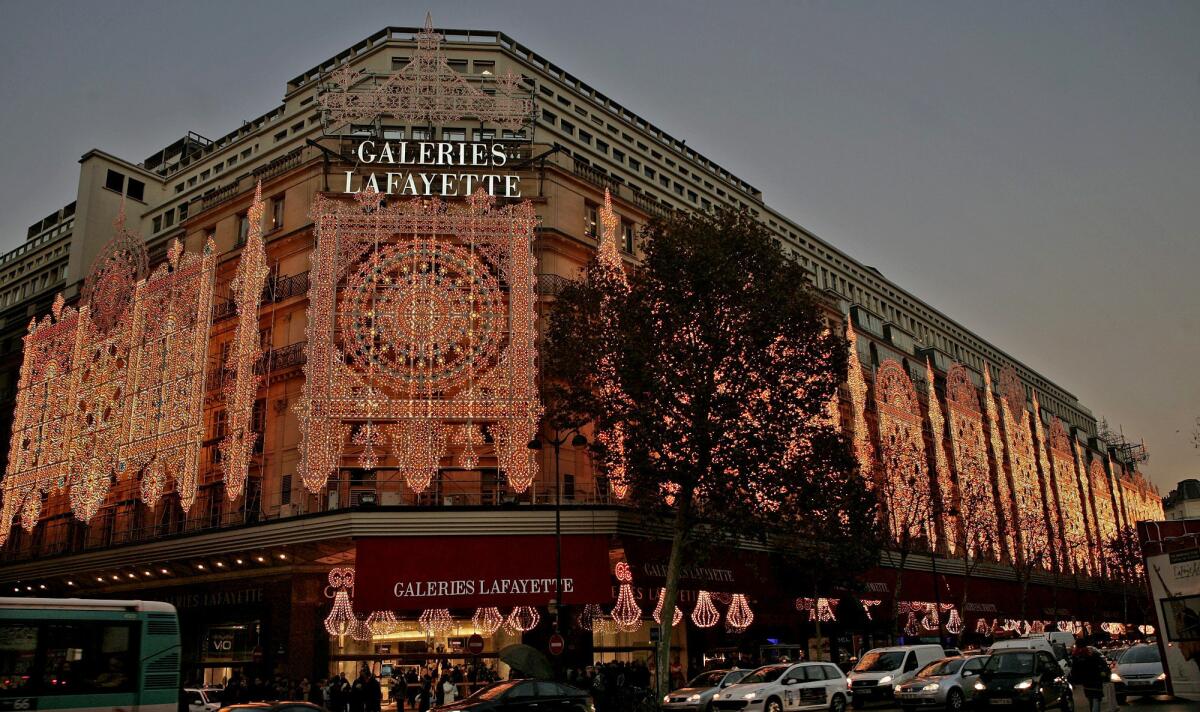 Holiday lights at the Galeries Lafayette department store in Paris.