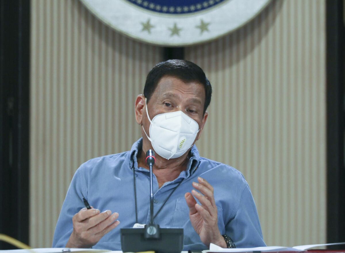 Virus Outbreak Philippines Duterte