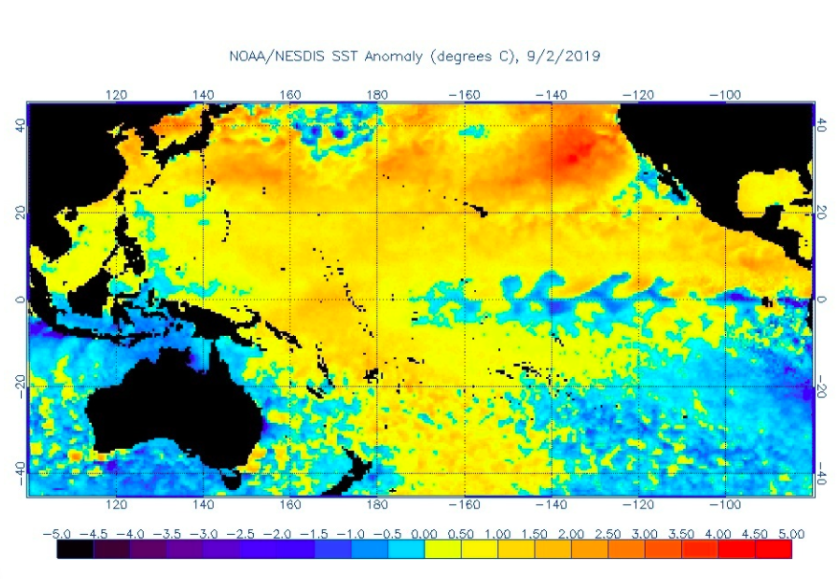 Pacific Ocean Water Temperature Map A giant mass of warm water off the Pacific Coast could rival 'the 