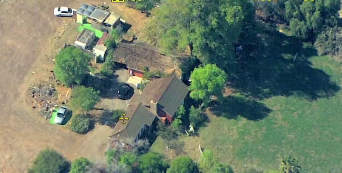 An aerial view of the 2-acre property 