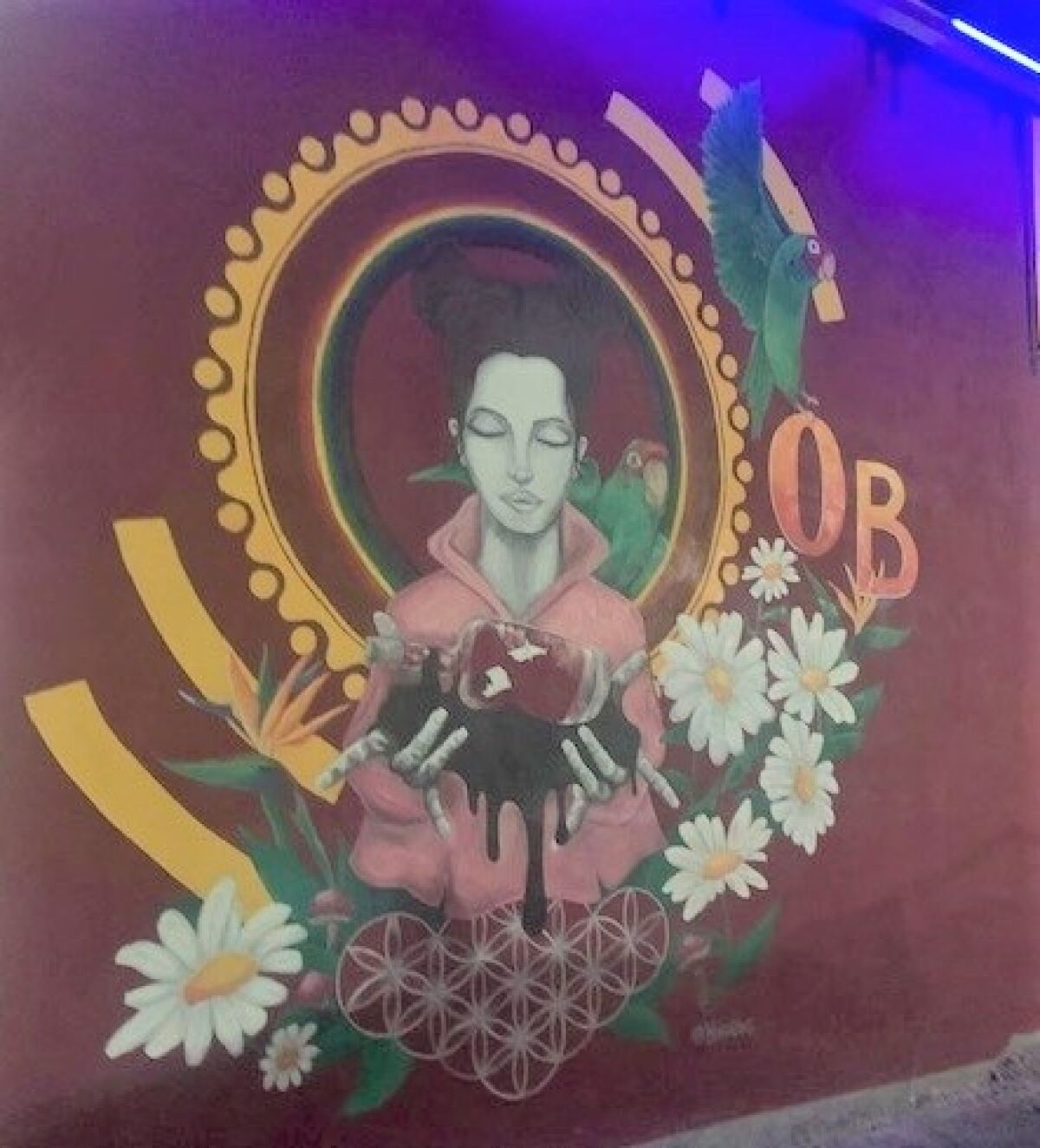 A mural decorates a wall at OB Noodle House & Sake Bar at 2218 Cable St. in Ocean Beach.