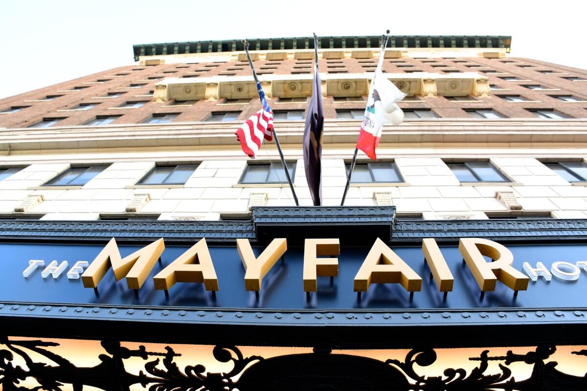 The 15-story Mayfair Hotel, West 7th Street, was one of the tallest buildings in Los Angeles when it was completed in 1926.