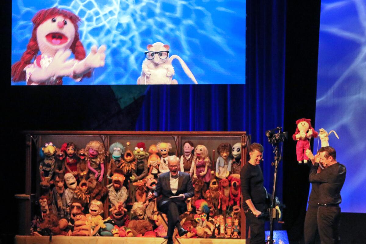 Patrick Bristow (center) hosts a "Puppet Up! — Uncensored" show at Knott's Berry Farm