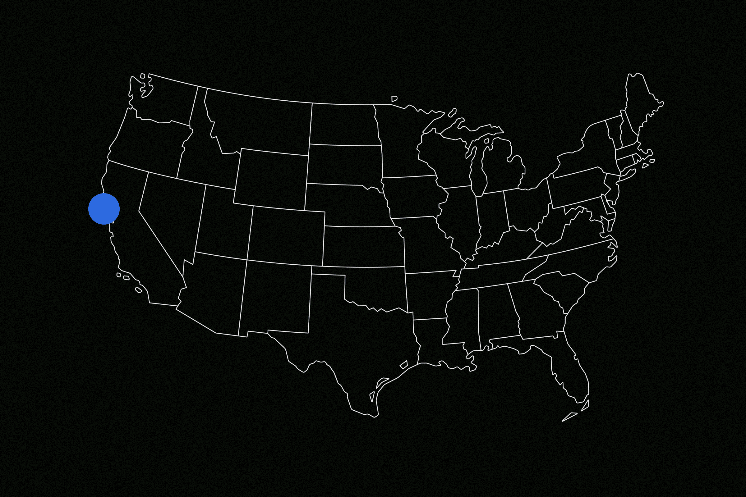 map of the United States with red and blue dots covering it 