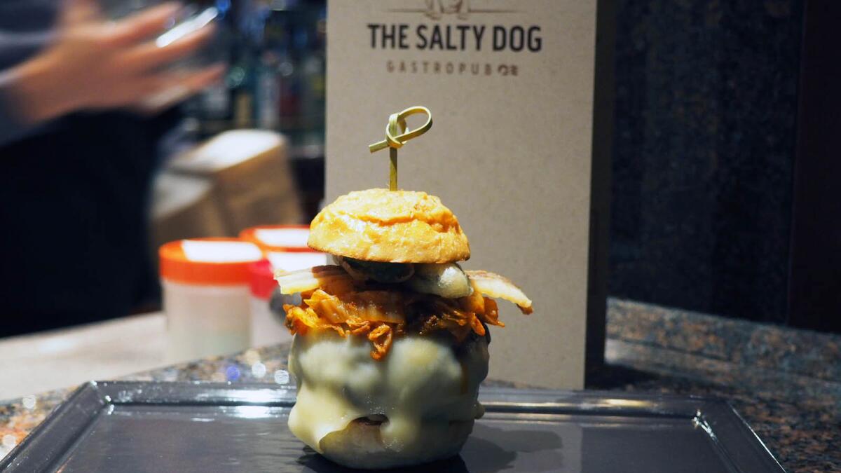 The Ernesto Burger from the Salty Dog gastropub on board the Ruby Princess cruise ship.