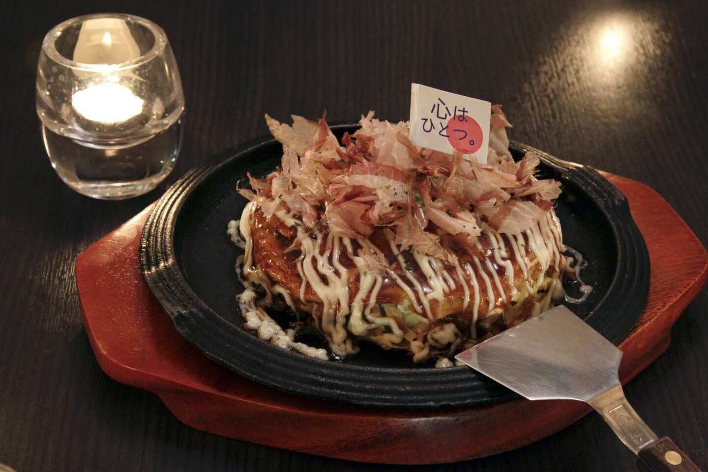 Okonomiyaki served at Gottsui Japanese Okonomiyaki restaurant on Sawtelle Boulevard.