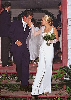 John F. Kennedy Jr., 35, and Carolyn Bessette, 30, leave a chapel on Cumberland Island, off the coast of Georgia, after a small, private wedding ceremony on Sept. 21, 1996.