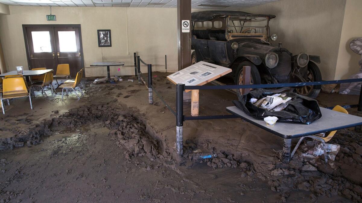 Rangers will give tours of the grounds of Scotty's Castle in Death Valley National Park that show repairs being made to the historic building. In October 2015, mud from a flash flood filled the visitor center garage area.