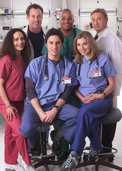 Dr. Kelso (top right) kept the staff of "Scrubs" on their toes.