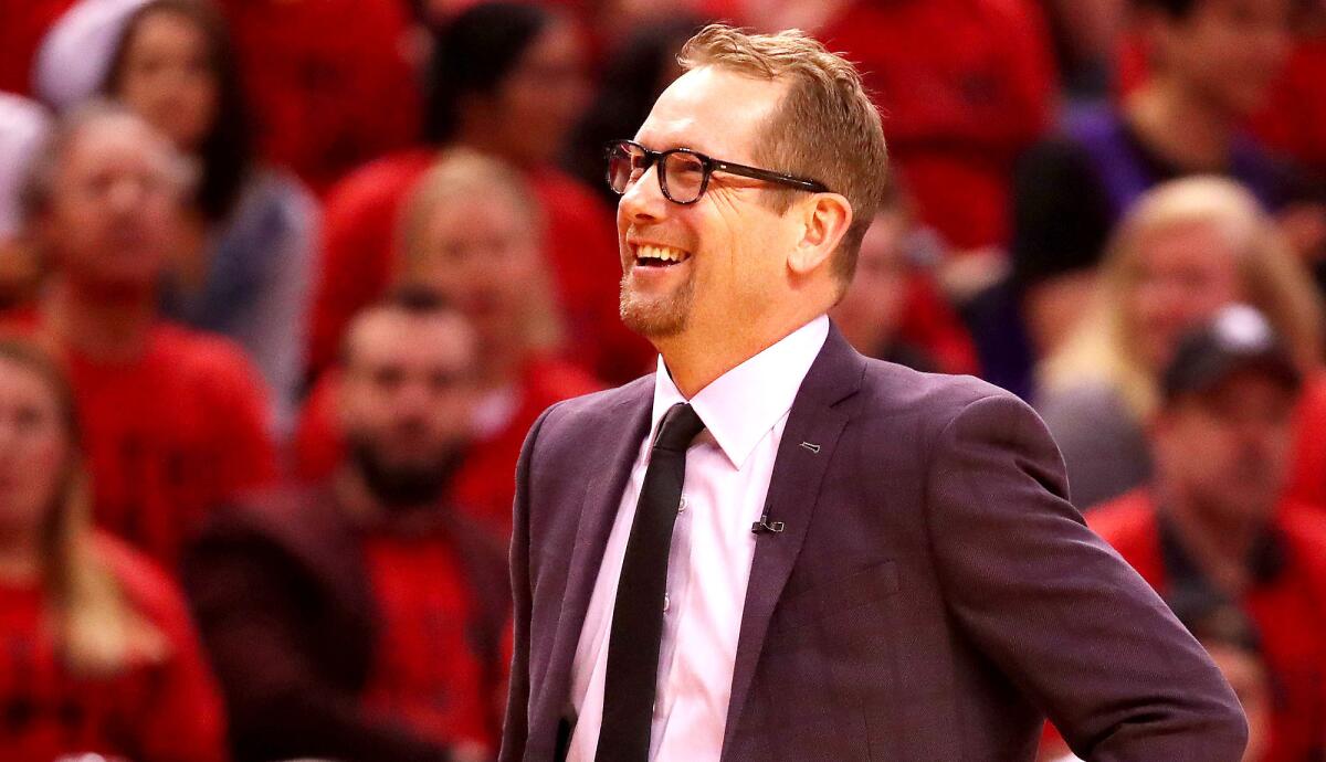 Raptors coach Nick Nurse had plenty to smile about during Game 3 of the Eastern Conference finals, a 118-112 defeat of Milwaukee in overtime.