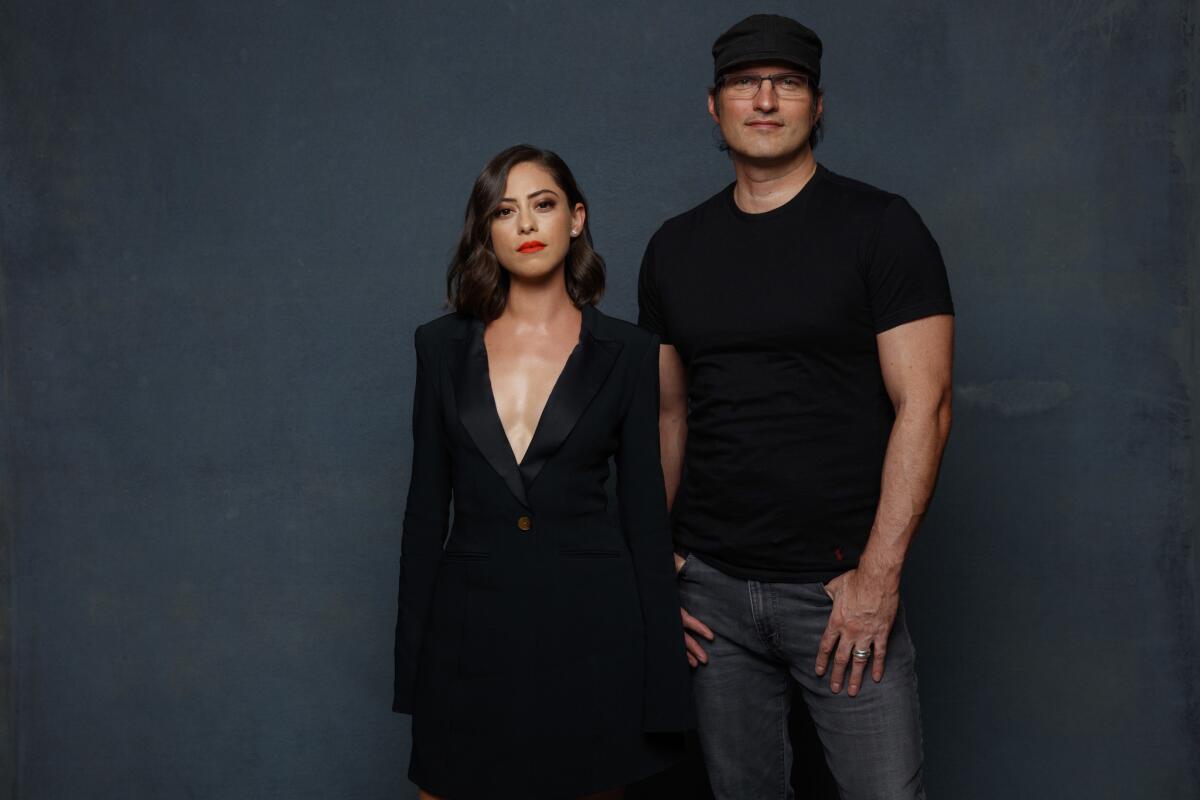 Rosa Salazar and Robert Rodriguez from the film "Alita: Battle Angel."