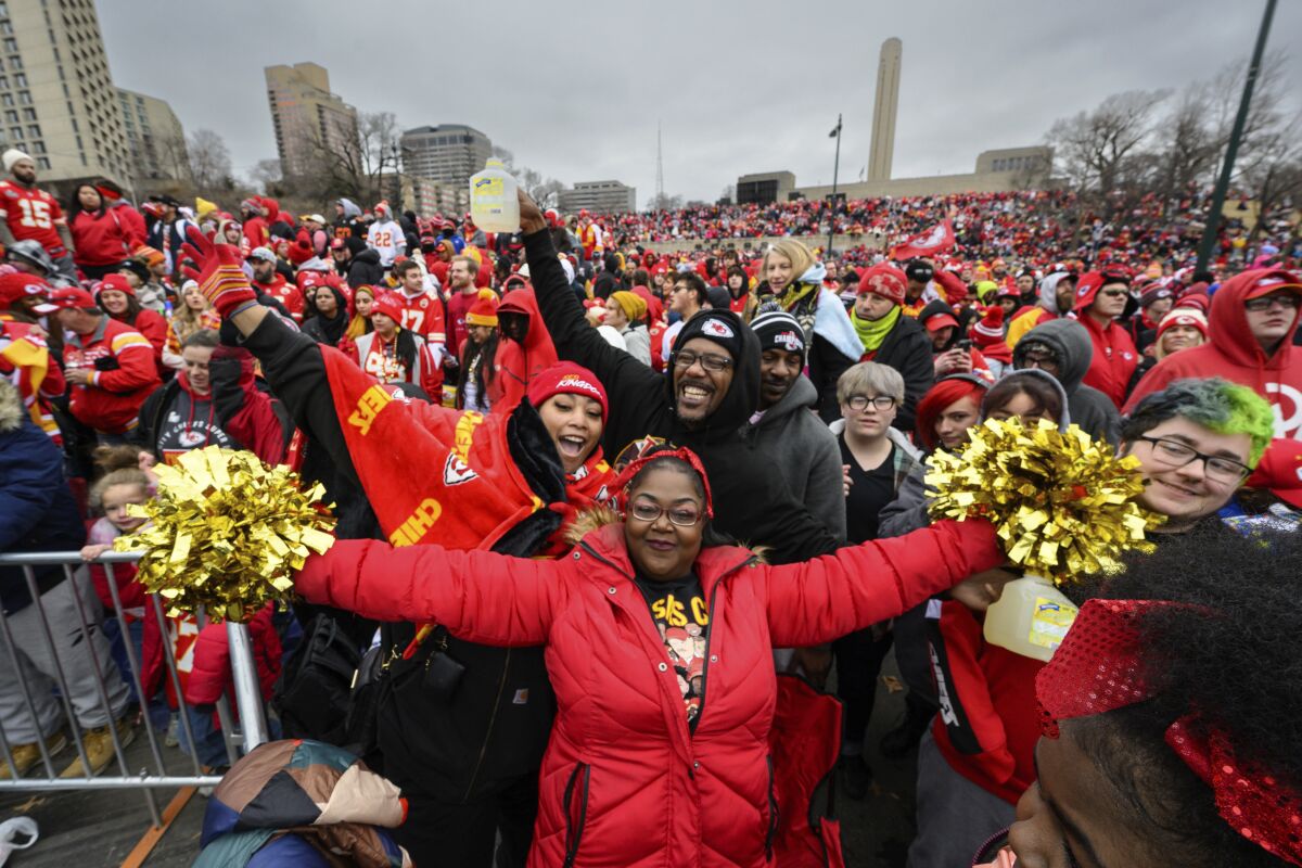 Fans gather for the Chiefs' Super Bowl victory celebration and parade