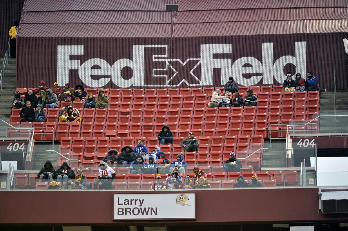 FedEx Field is less than full during a game between the Washington Redskins and New York Giants in Landover, Md.