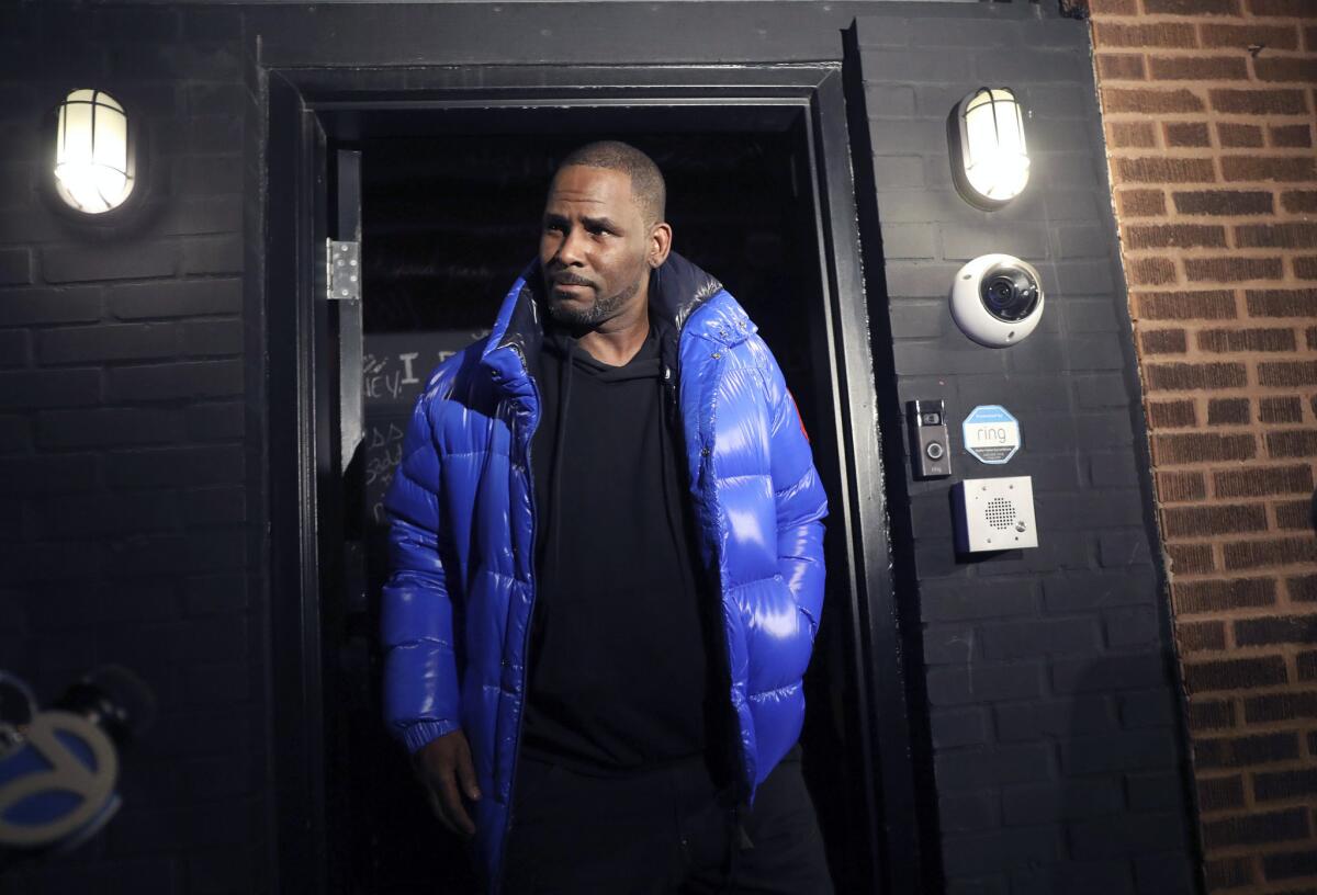 R. Kelly emerges from his Chicago studio on Feb. 22.