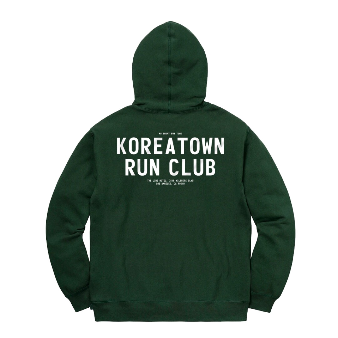 Forest green Koreatown Run Club hoodie