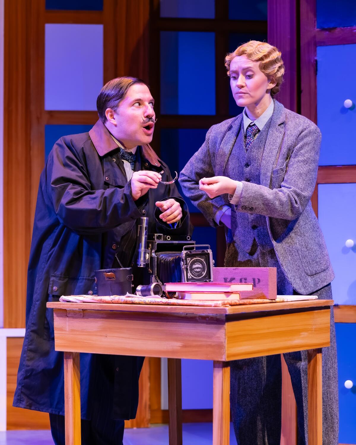 Omri Schein and Valerie Larsen star in the Laguna Playhouse production of “Peril in the Alps."