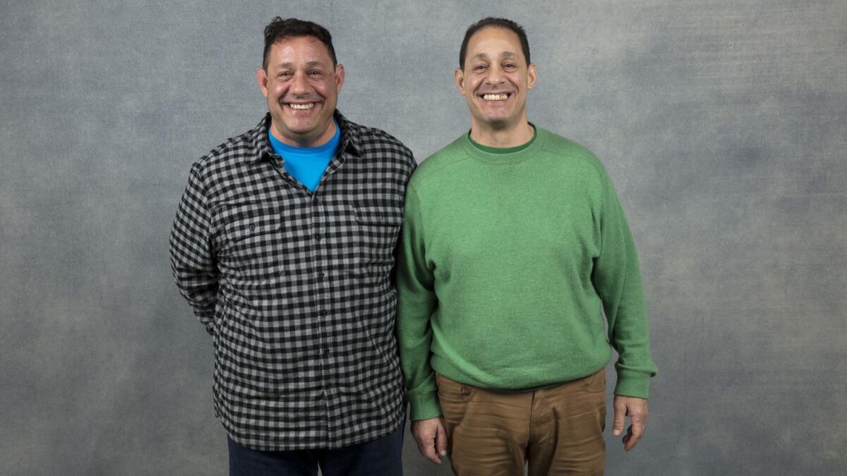 David Kellman and Bobby Shafran, from the film, "Three Identical Strangers," photographed in the L.A. Times Studio at Chase Sapphire on Main, during the Sundance Film Festival in Park City, Utah, Jan. 20, 2018.
