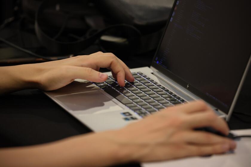 An attendee takes part in a hackathon on the opening day of the European Blockchain Convention at the Fira de Barcelona in Barcelona, Spain, on Wednesday, Oct. 25, 2023. Europe's largest blockchain event runs from 25-26 Oct. Photographer: Angel Garcia/Bloomberg