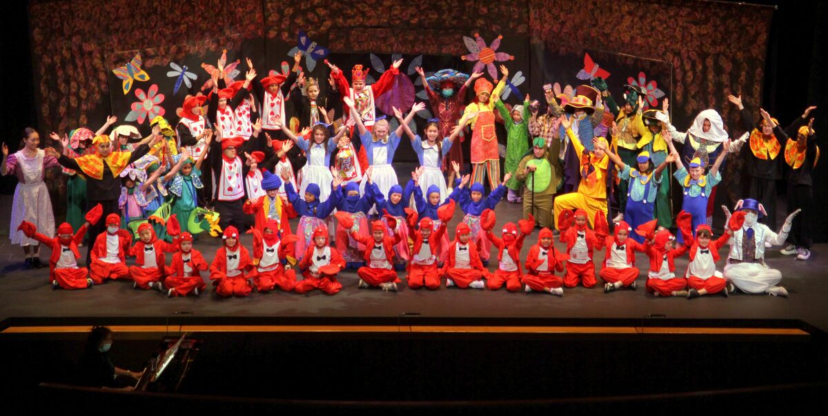The full cast of "Alice in Wonderland" presented by Missoula Children's Theatre in 2022.