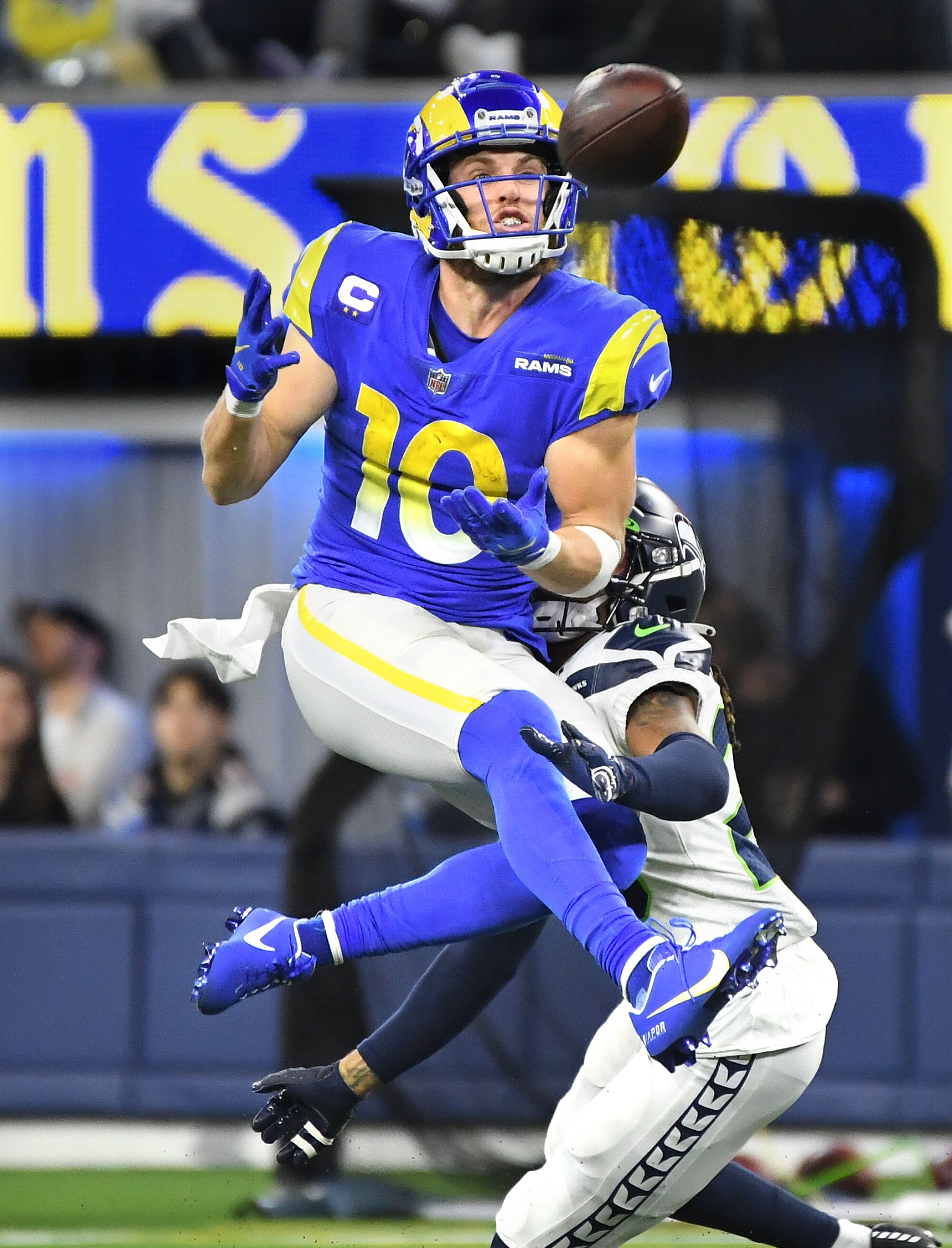 Rams receiver Cooper Kupp makes a catch in front of Seahawks cornerback Sidney Jones.