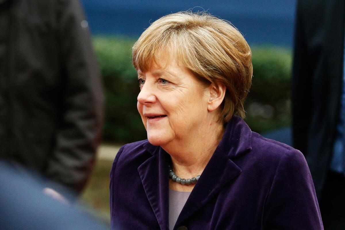 German Chancellor Angela Merkel arrives for European Union meetings in Brussels.