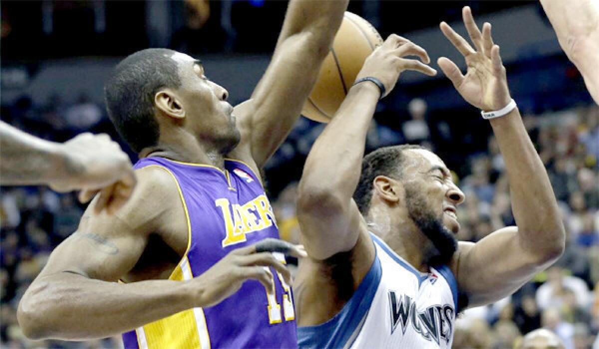 The Lakers picked up their first road win of 2013 with a win over the Minnesota Timberwolves.
