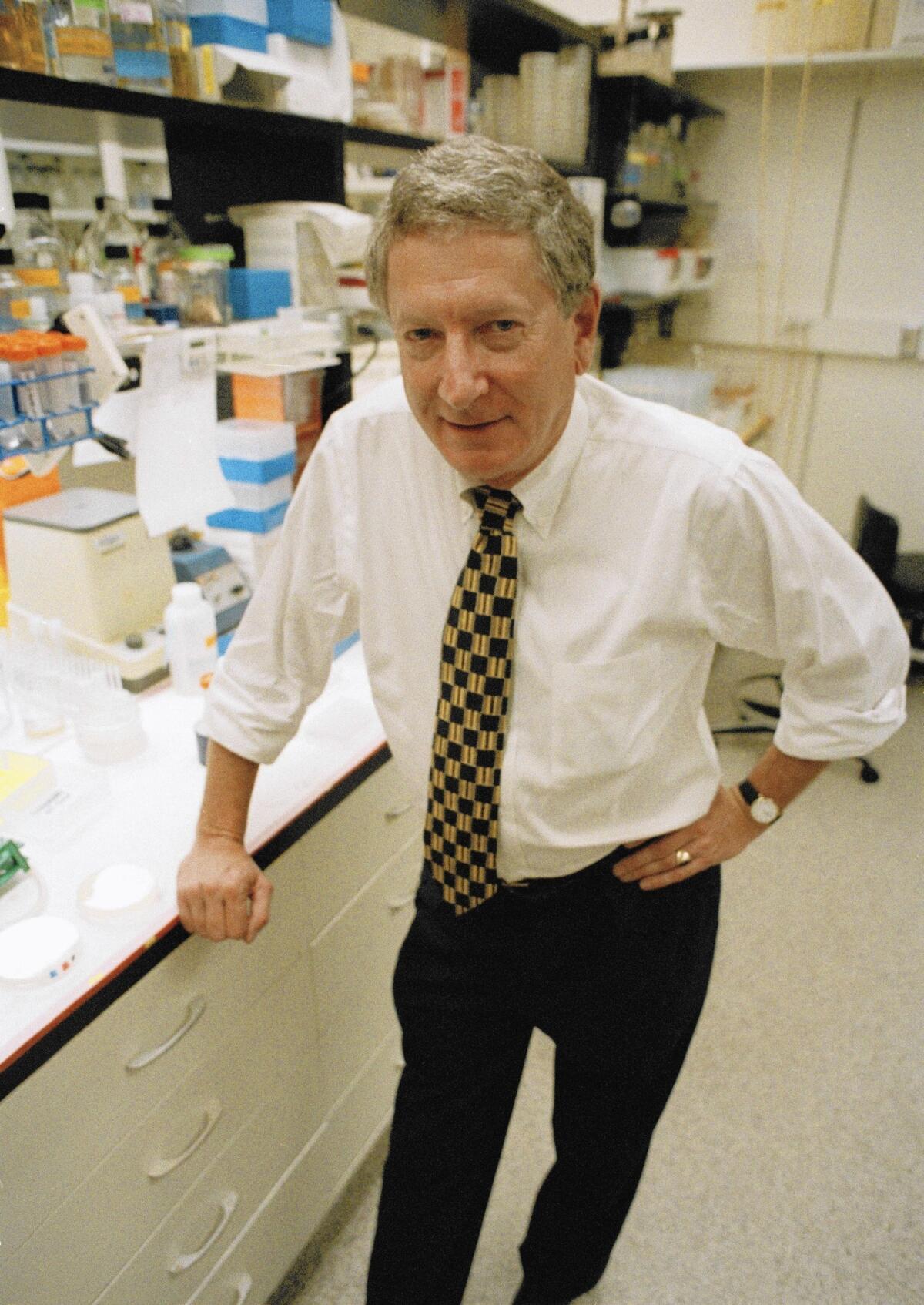 Alfred Gilman shared a 1994 Nobel Prize in physiology or medicine with Martin Rodbell of the National Institute of Environmental Health Sciences for their discovery of G proteins. The proteins help in the process of receiving signals from outside the cell and activating responses.