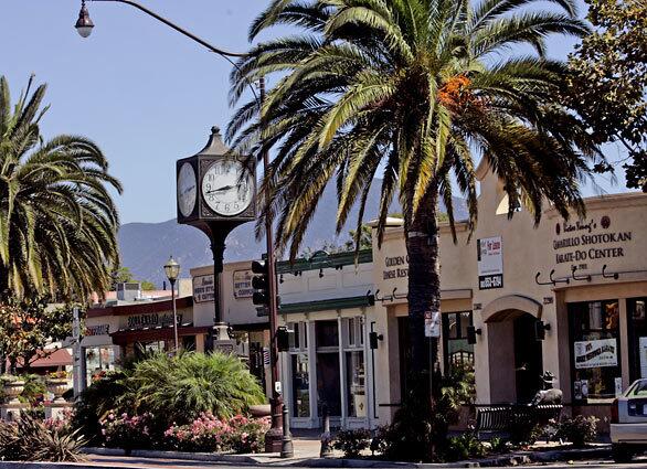 Shops and restaurants line both side of Ventura Boulevard in Old Town Camarillo.