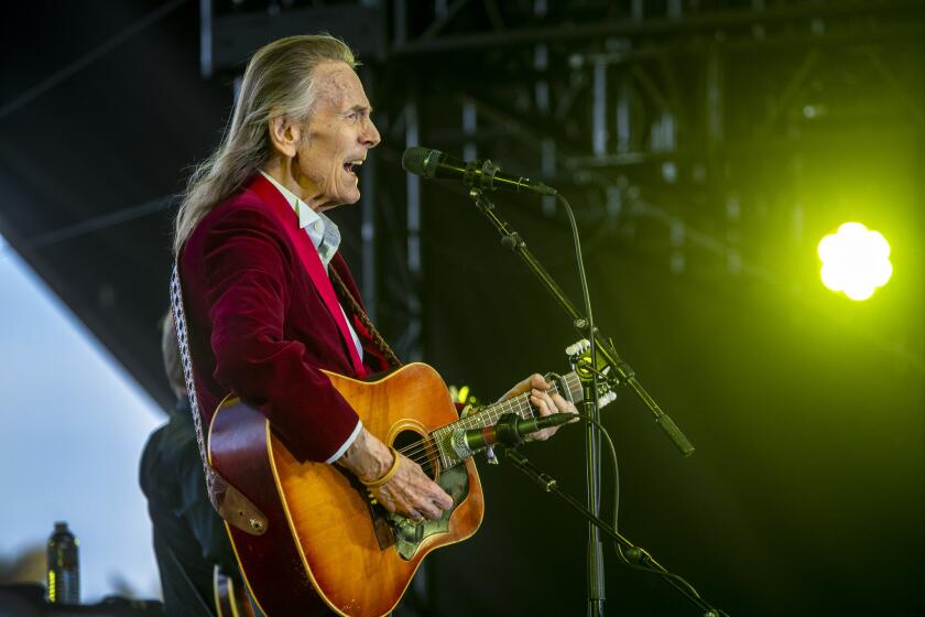 INDIO, CALIF. -- SUNDAY, APRIL 29, 2018: Gordon Lightfoot performs on the Palomino Stage on the final day of the three-day Stagecoach country music festival at the Empire Polo Club and Fields in Indio, Calif., on April 29, 2018. (Allen J. Schaben / Los Angeles Times)