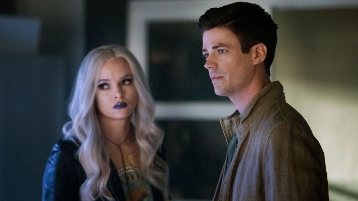 Danielle Panabaker and Grant Gustin in "The Flash" on The CW.
