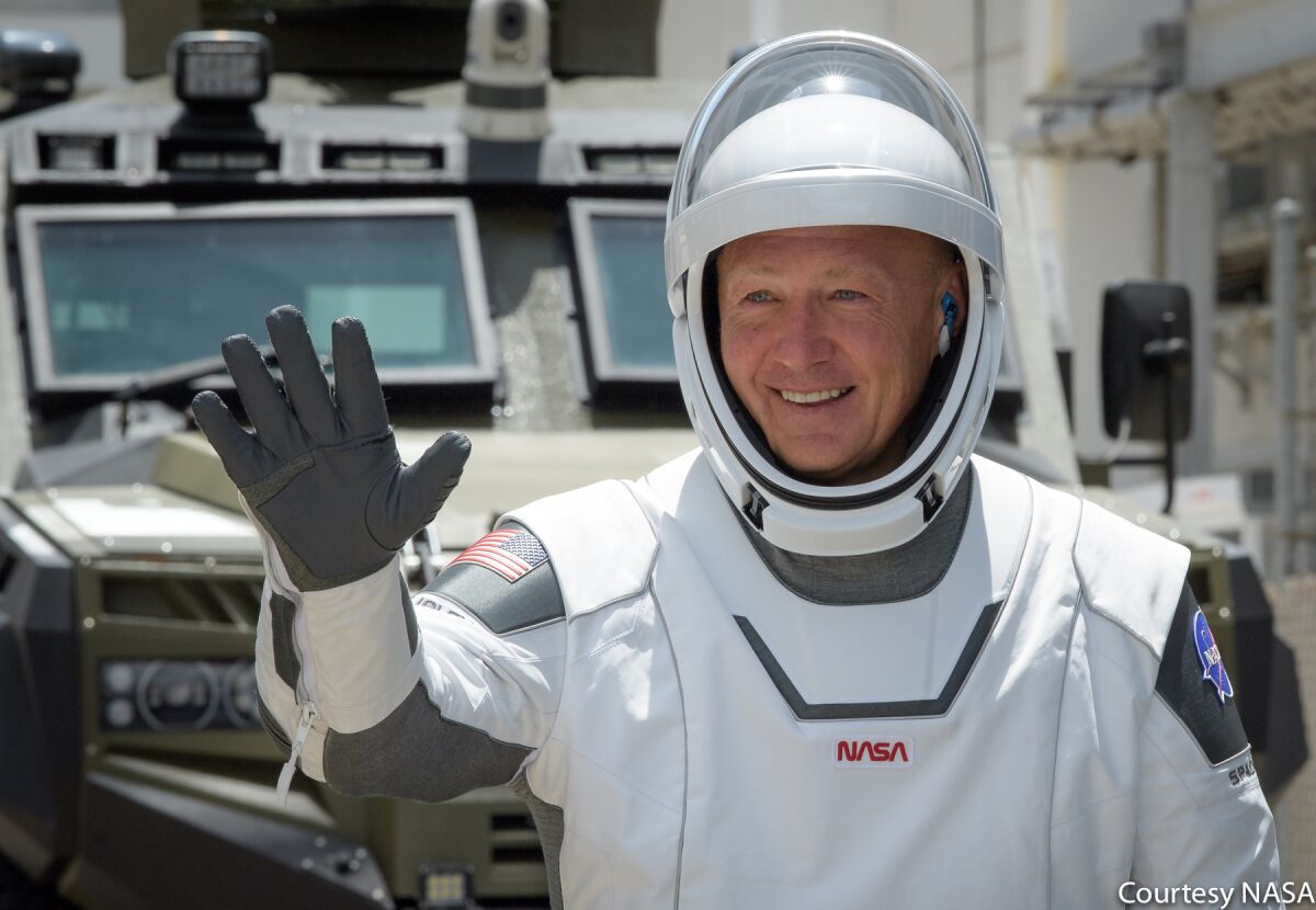 Douglas Hurley departing to board the SpaceX Crew Dragon (May 30, 2020)