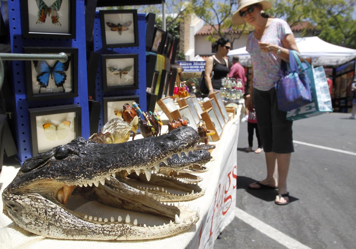 Crocodile heads were some of the more eccentric items available at the annual Montrose Arts & Crafts Festival on Honolulu Ave. in Montrose on Saturday, May 31, 2014.