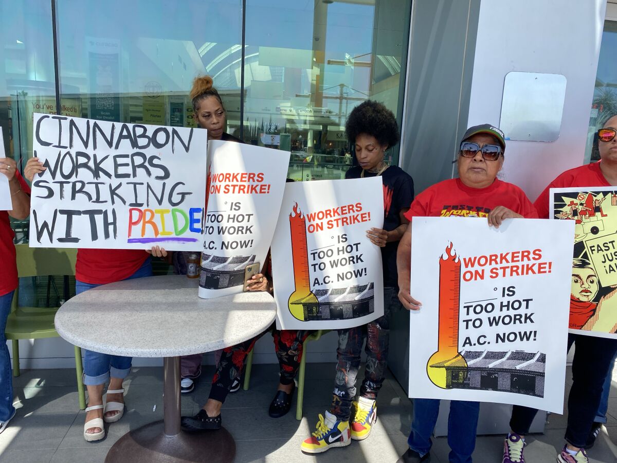 Cinnabon workers on strike rally to protest ban on celebrating pride, excessive heat at Cinnabon store Friday, August 4 at 11am at Northridge Fashion Center - Upper lever food court entrance 9301 Tampa Ave, Northridge, CA 91324