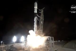 In this image made from video provided by NASA, a SpaceX rocket carrying the Surface Water and Ocean Topography satellite lifts off from Vandenberg Space Force Base in California, Friday, Dec. 16, 2022. (NASA via AP)