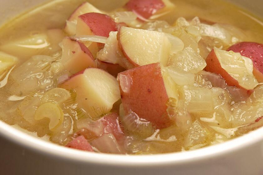 Recipe: Green garlic and new potato soup