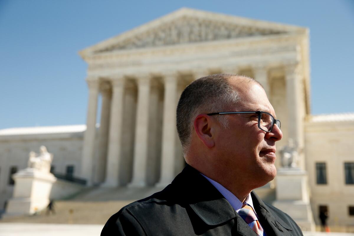 Jim Obergefell at the Supreme Court, whose decision in his case made same-sex marriage legal nationwide. Obergefell will tell his story, and the story of the fight to legalize gay marriage, in a new book.