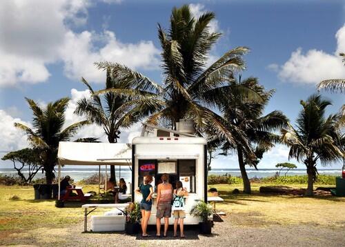 TNT Steak Burgers is a mobile hamburger stand that moves from beach to beach in Kauai.