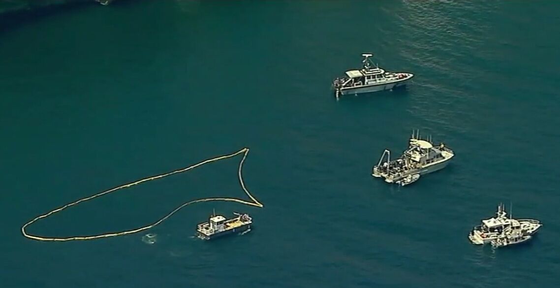 The search area where divers were looking through the sunken wreckage of the Conception is outlined.